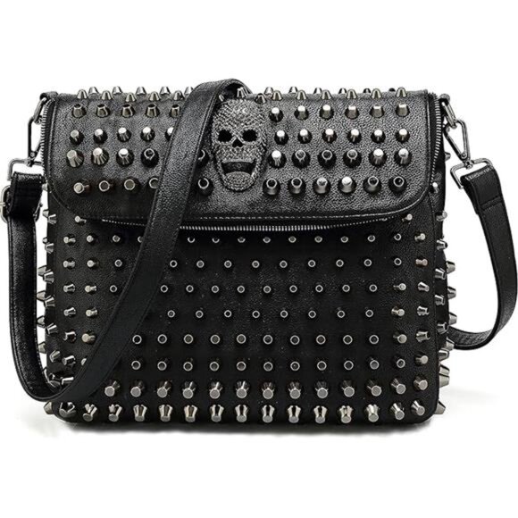 Studded Skull Bag for Women,Vegan Leather Punk Rock Rivet Bag,Shoulder Bag H1417 - Picture 7 of 7